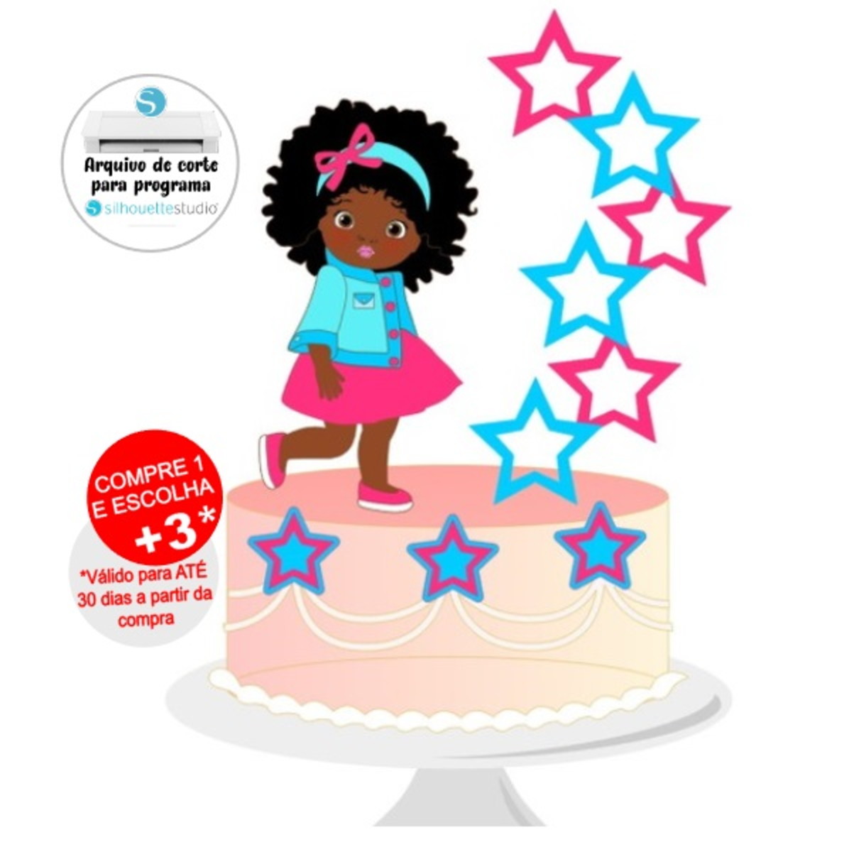 Arquivo de Corte Topo de Bolo Menina Afro