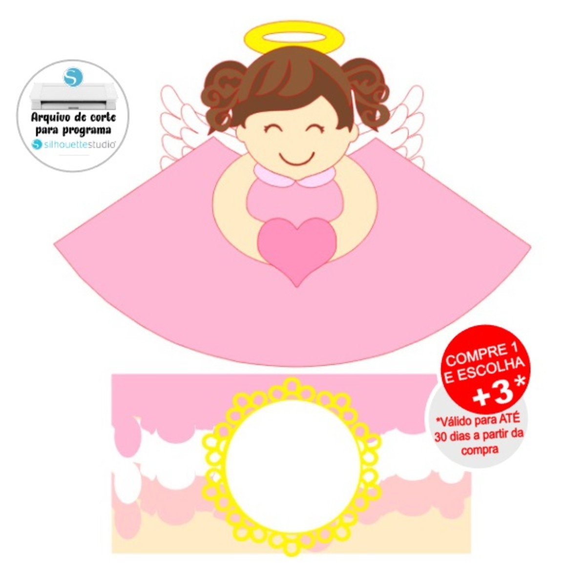 Arquivo de Corte Topo de Bolo Menina Anjinha