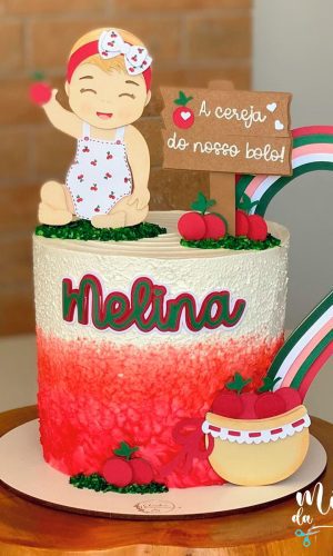 Arquivo de Corte Topo de Bolo Menina Baby Cerejinha 001