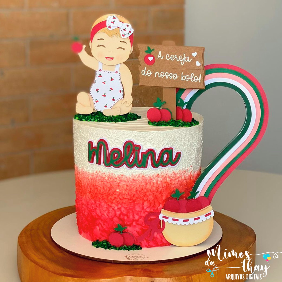 Arquivo de Corte Topo de Bolo Menina Baby Cerejinha 001