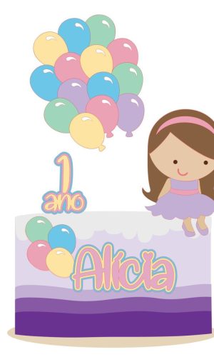 Arquivo de Corte Topo de Bolo Menina Balão