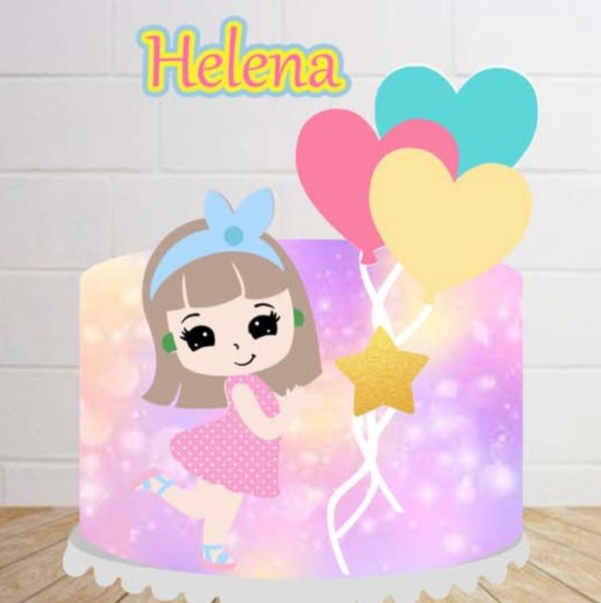 Arquivo de Corte Topo de Bolo Menina Balão