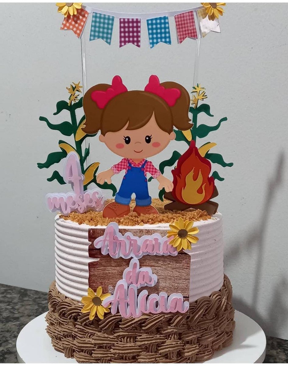 Arquivo de Corte Topo de Bolo Junino Menina - Imagem 2