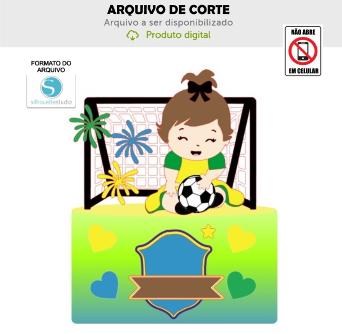 Arquivo de Corte Topo de Bolo Menina Bebê Futebol