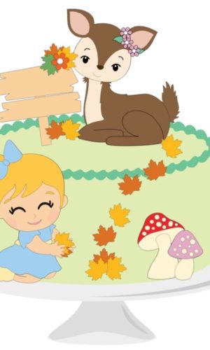 Arquivo de Corte Topo de Bolo Menina Bosque
