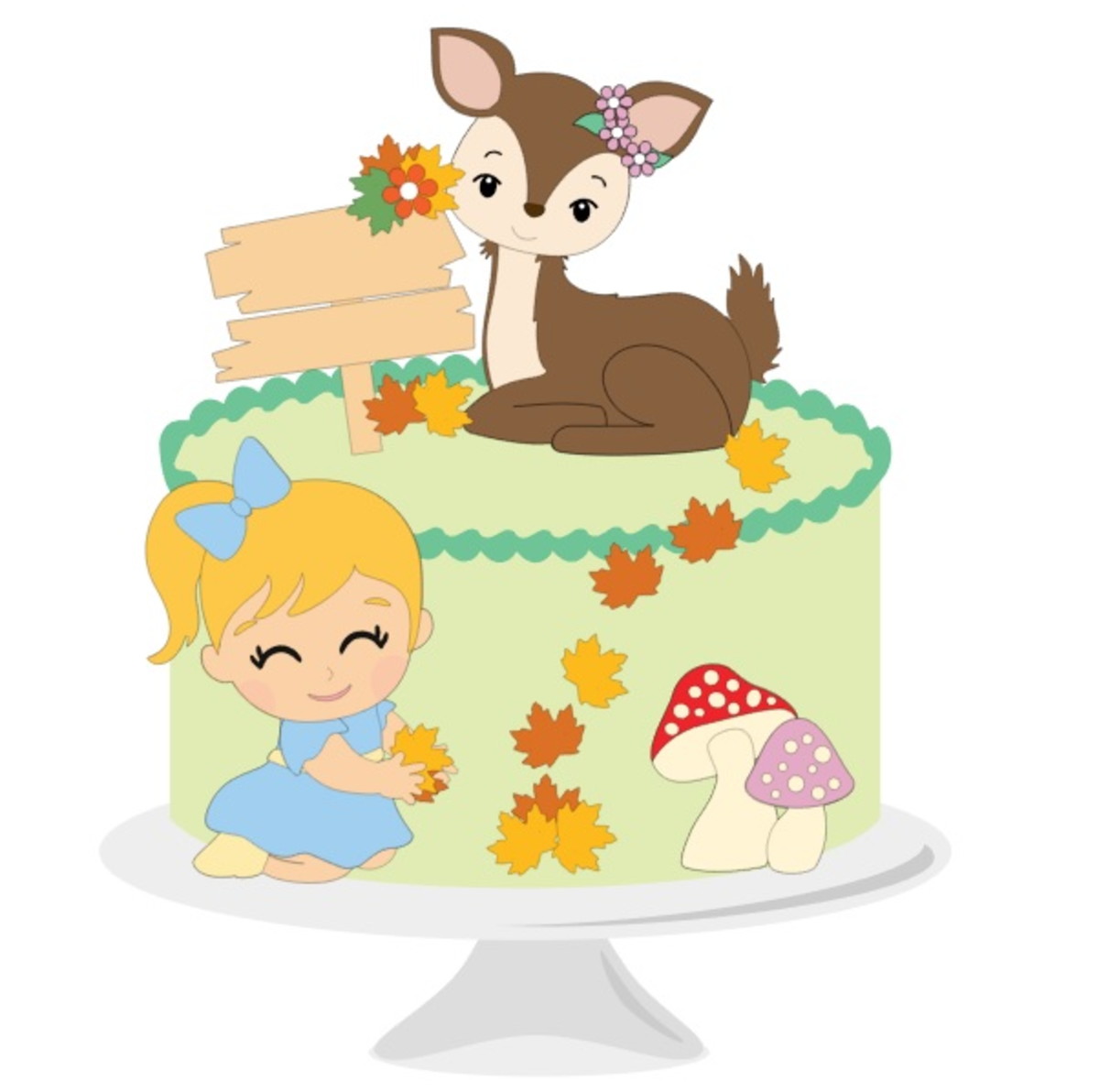 Arquivo de Corte Topo de Bolo Menina Bosque