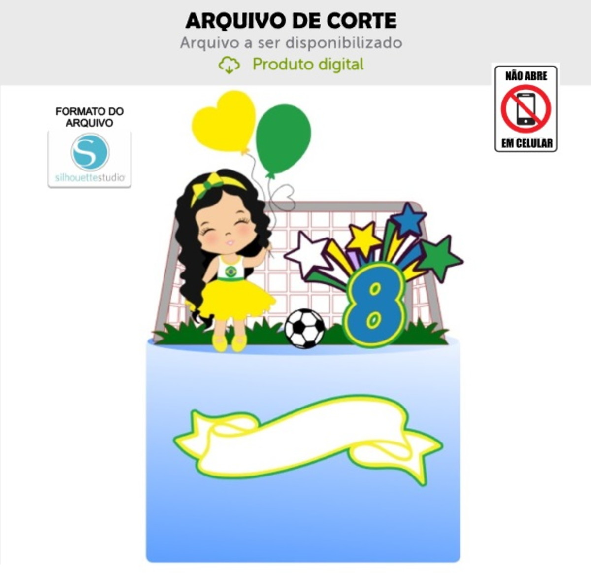 Arquivo de Corte Topo de Bolo Menina Brasil
