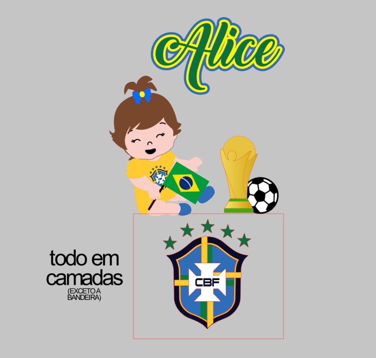 Arquivo de Corte Topo de Bolo Menina Copa Brasil
