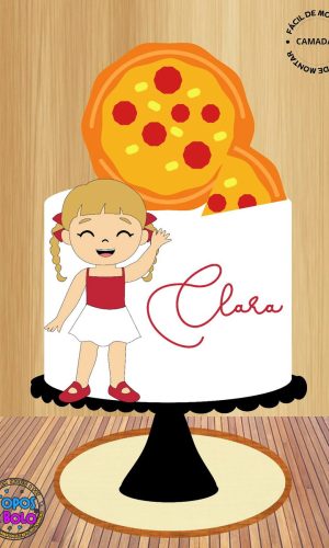 Arquivo de Corte Topo de Bolo Menina e Pizza