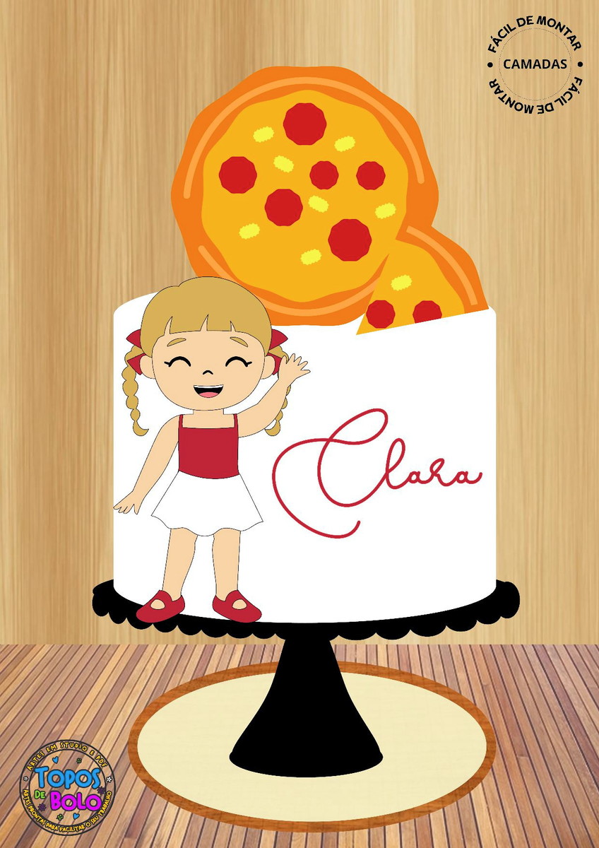 Arquivo de Corte Topo de Bolo Menina e Pizza