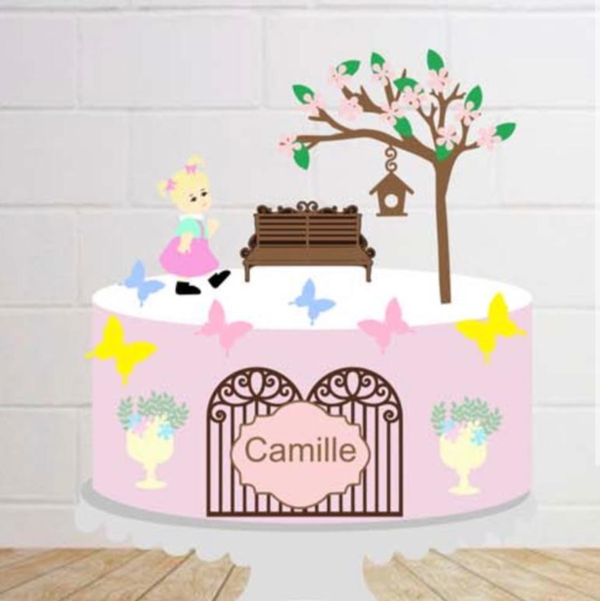 Arquivo de Corte Topo de Bolo Menina Jardim