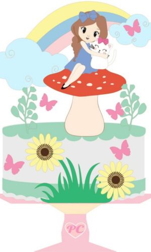 Arquivo de Corte Topo de Bolo Menina Jardim Studio