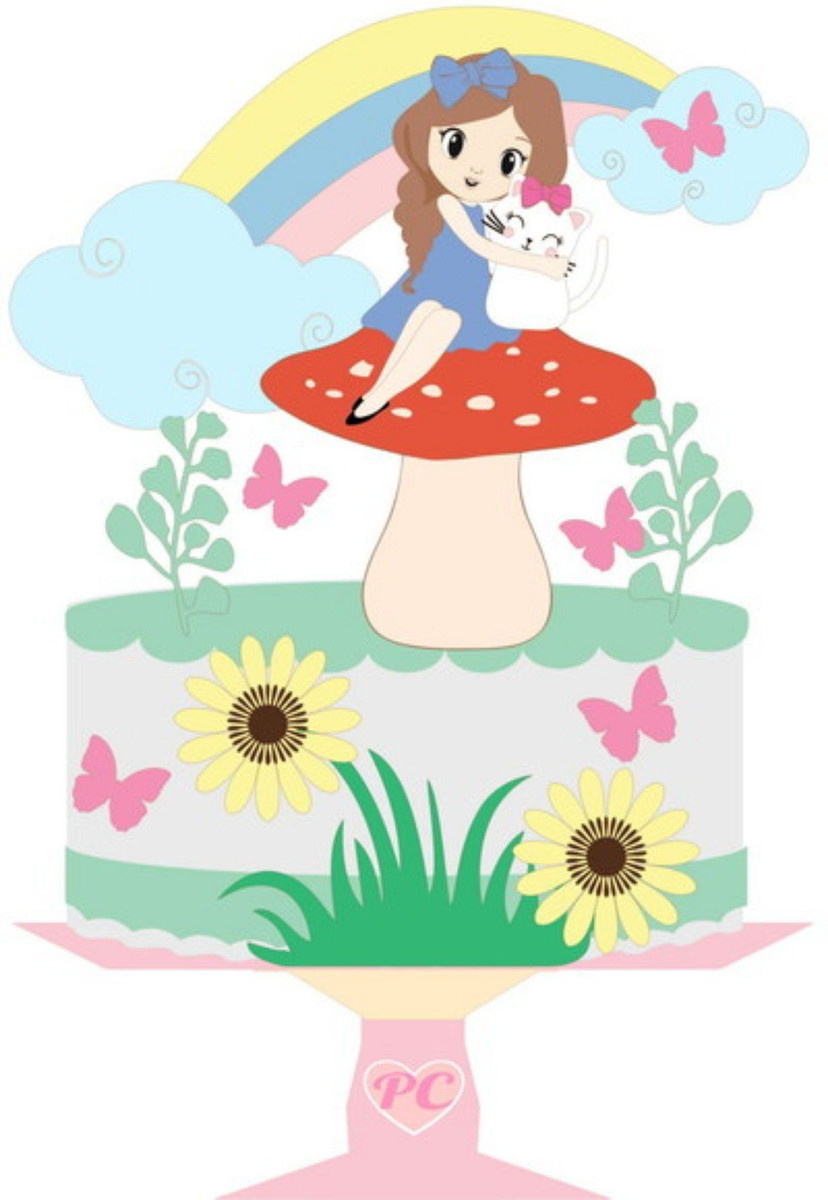 Arquivo de Corte Topo de Bolo Menina Jardim Studio