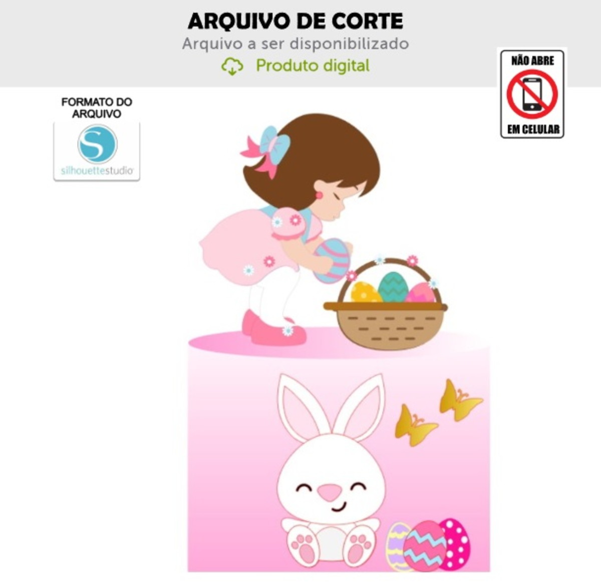 Arquivo de Corte Topo de Bolo Menina - Páscoa