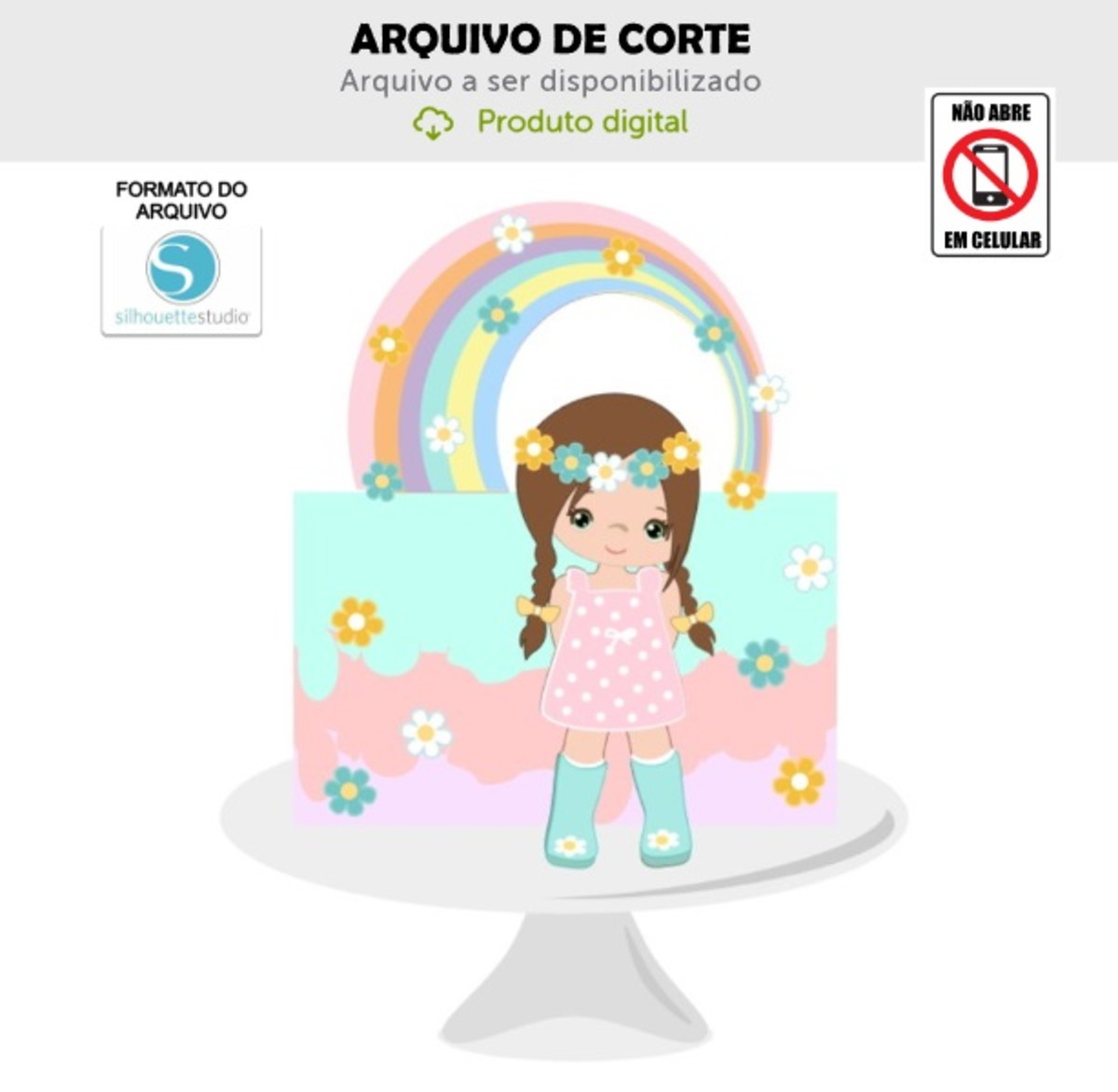 Arquivo de Corte Topo de Bolo Menina Primavera