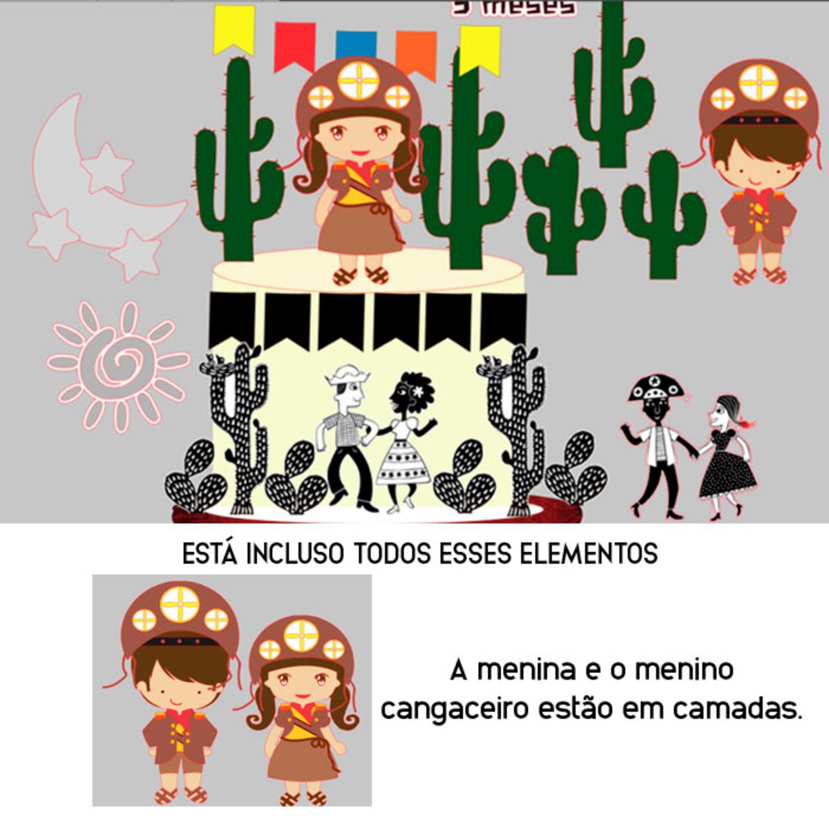 Arquivo de Corte Topo de Bolo Menino (a) Cangaceiro + BRINDE - Imagem 4