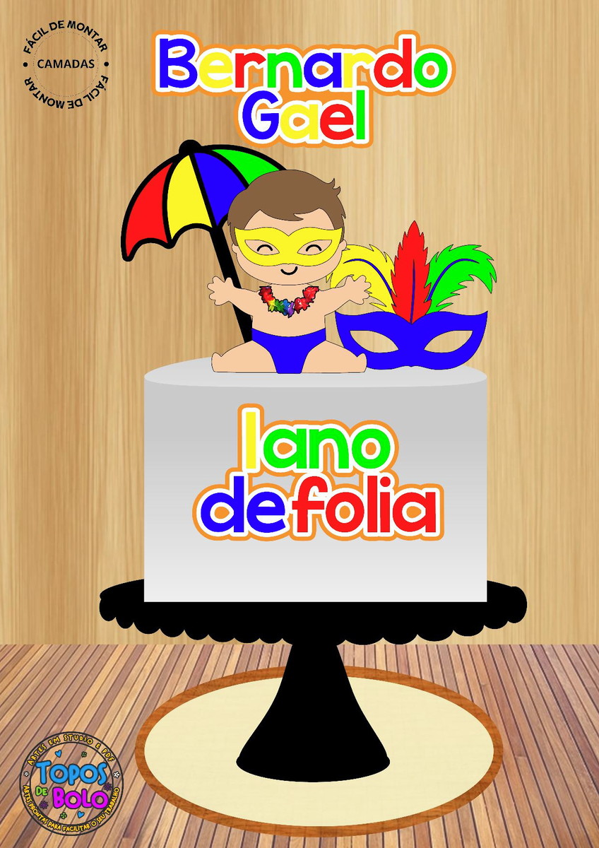 Arquivo de Corte Topo de Bolo Menino Carnaval Folia