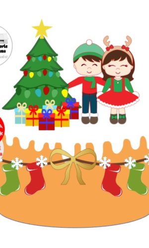 Arquivo de Corte Topo de Bolo Menino e Menina Natal