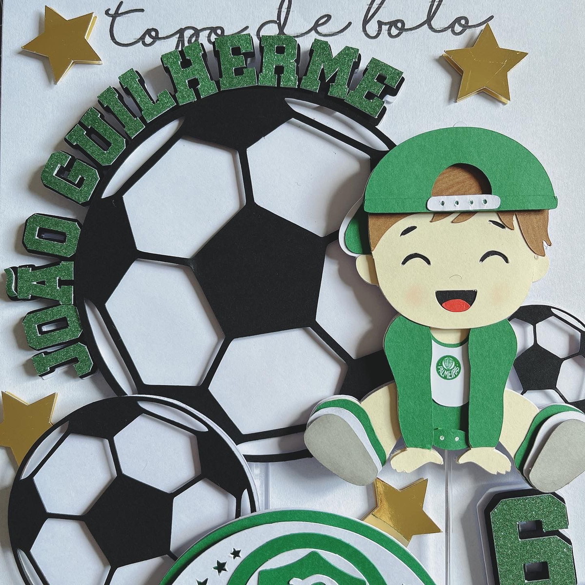 Arquivo de Corte Topo de Bolo Menino Futebol Time - Camadas