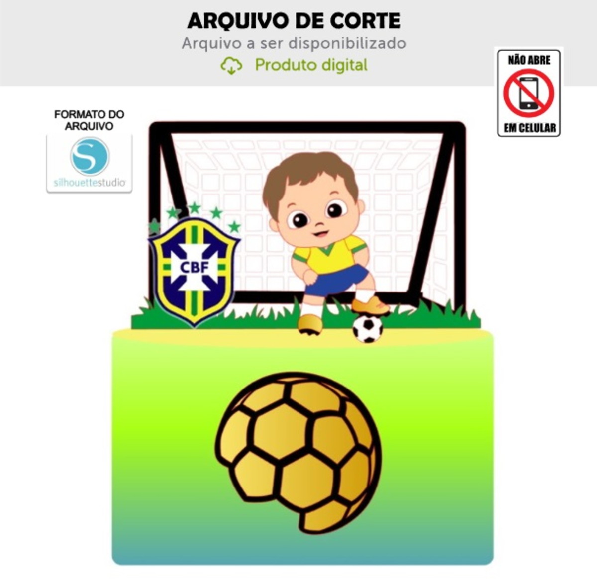 Arquivo de Corte Topo de Bolo Menino Futebol