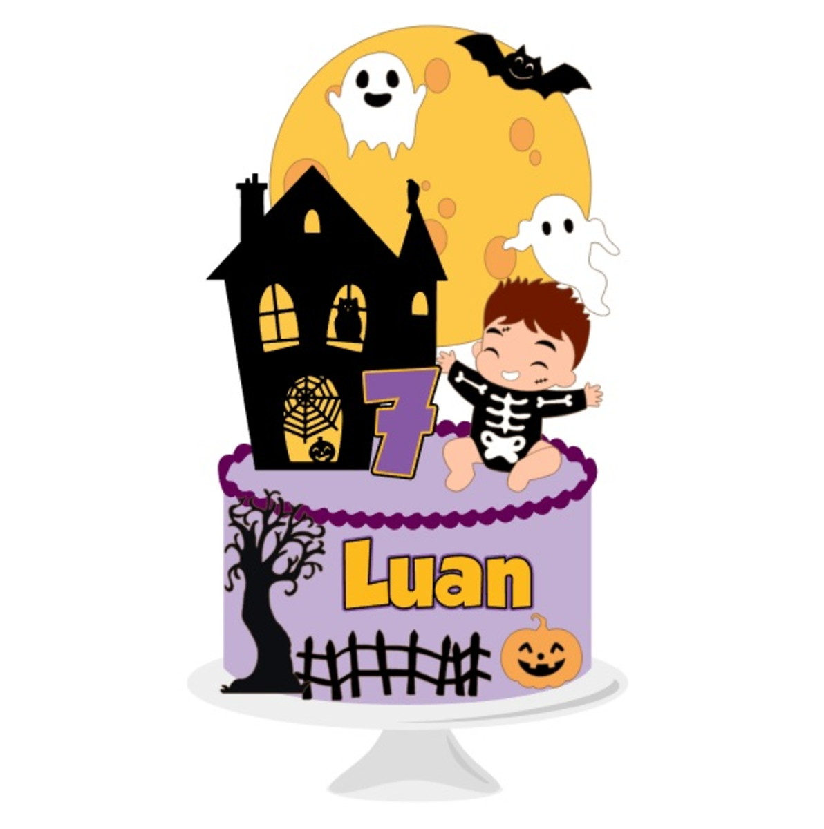 Arquivo de Corte Topo de Bolo Menino Halloween