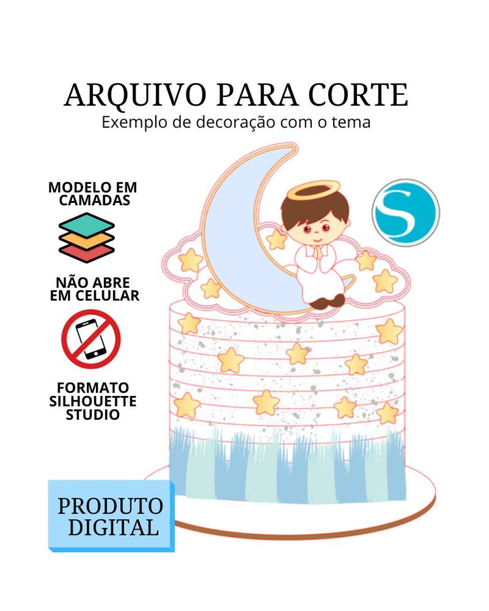 Arquivo de Corte Topo de Bolo - Menino na Lua