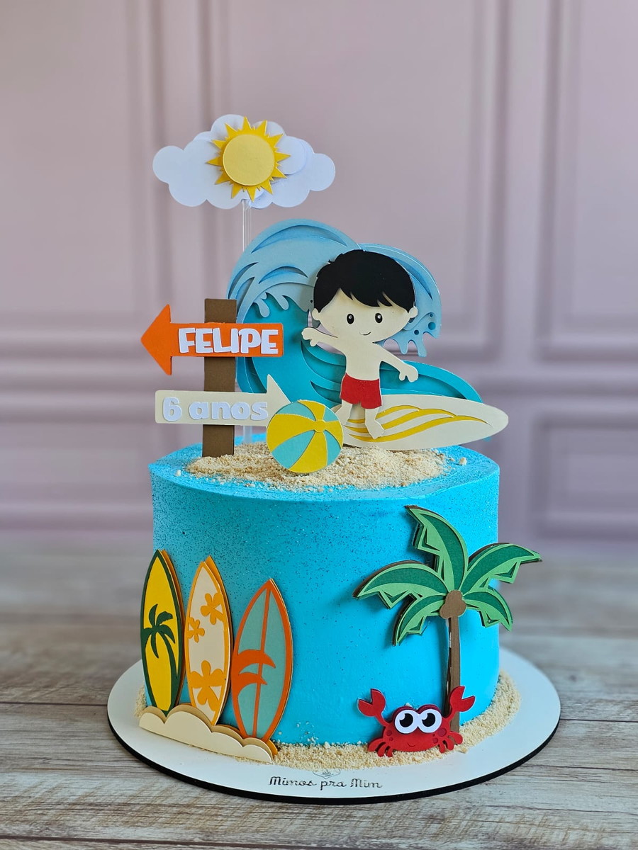 Arquivo de Corte Topo de Bolo Menino Surfando