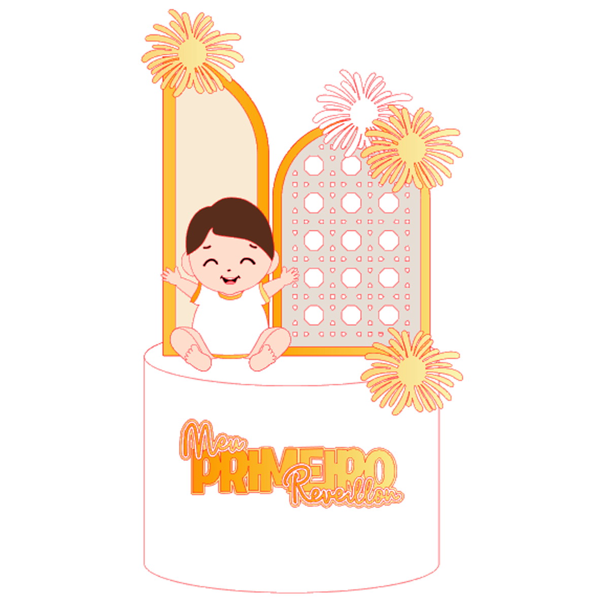 Arquivo de Corte: Topo de Bolo Meu 1º Ano Novo Menino 041