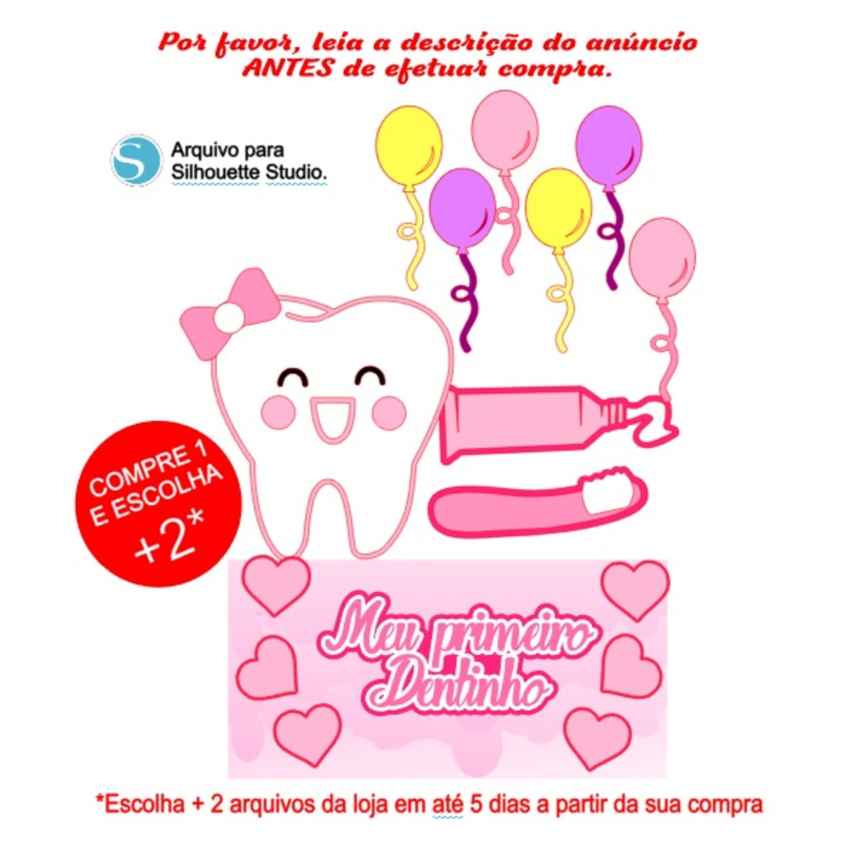 Arquivo de Corte Topo de Bolo Meu Primeiro Dentinho - Menina