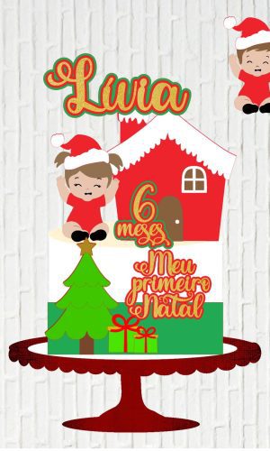 Arquivo de Corte Topo de Bolo Meu Primeiro Natal Bebe Menina