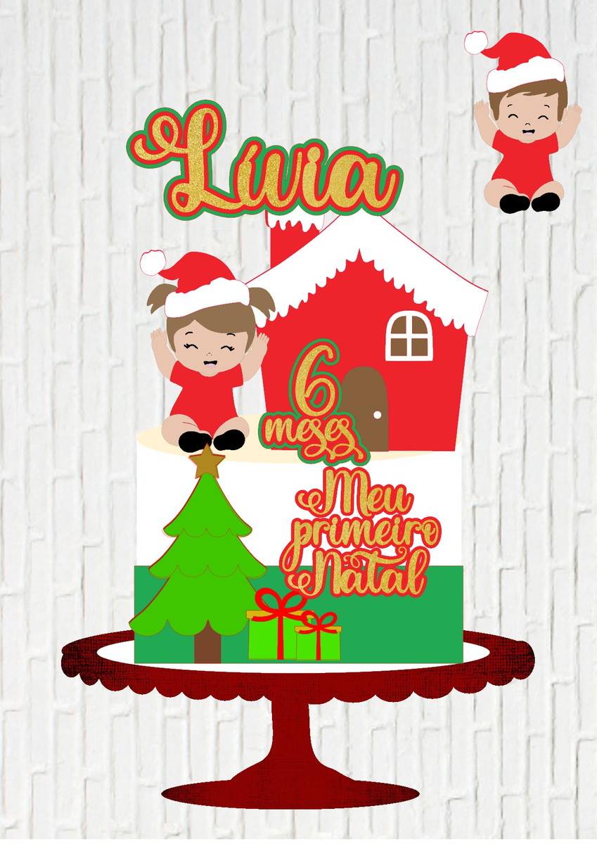 Arquivo de Corte Topo de Bolo Meu Primeiro Natal Bebe Menina