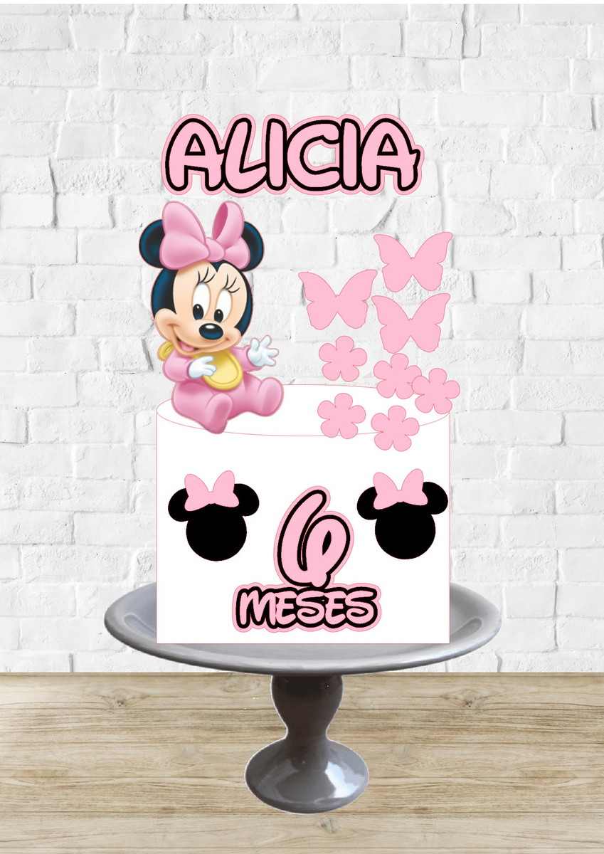Arquivo de Corte Topo de Bolo Minnei Baby Rosa