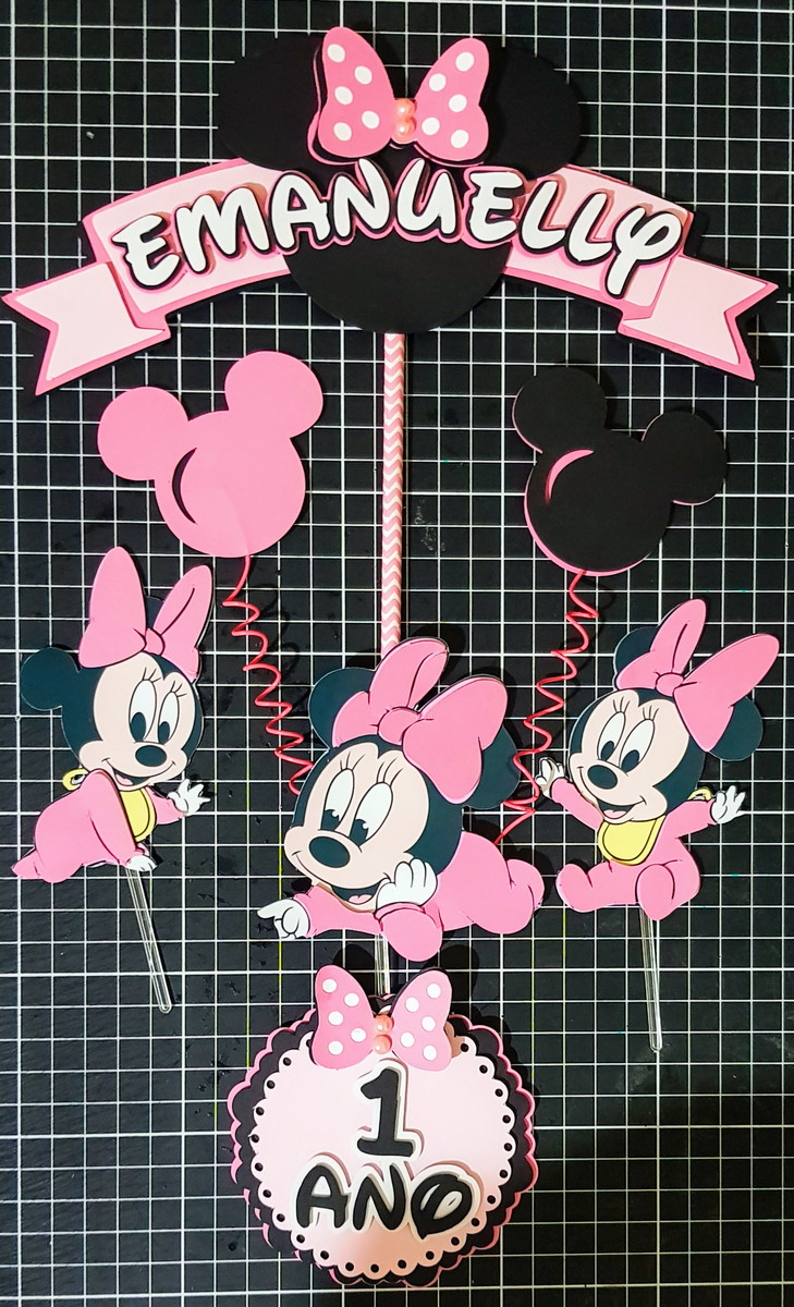 Arquivo de corte Topo de Bolo Minnie Baby Rosa - Studio - Imagem 2