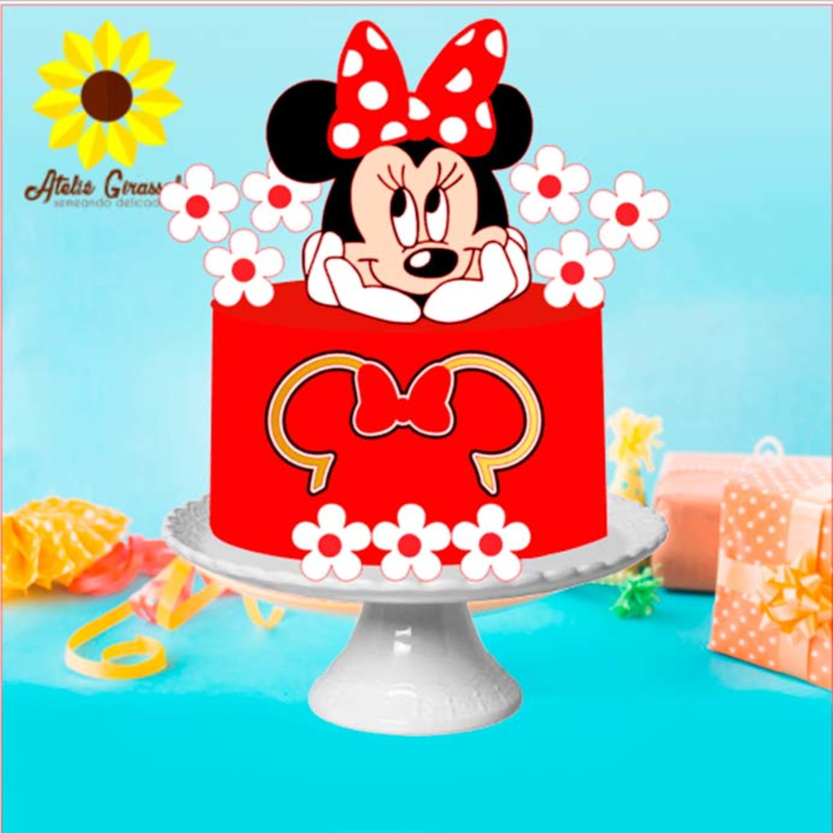 Arquivo de Corte Topo de Bolo Minnie Camada-ganhe +3 Produto