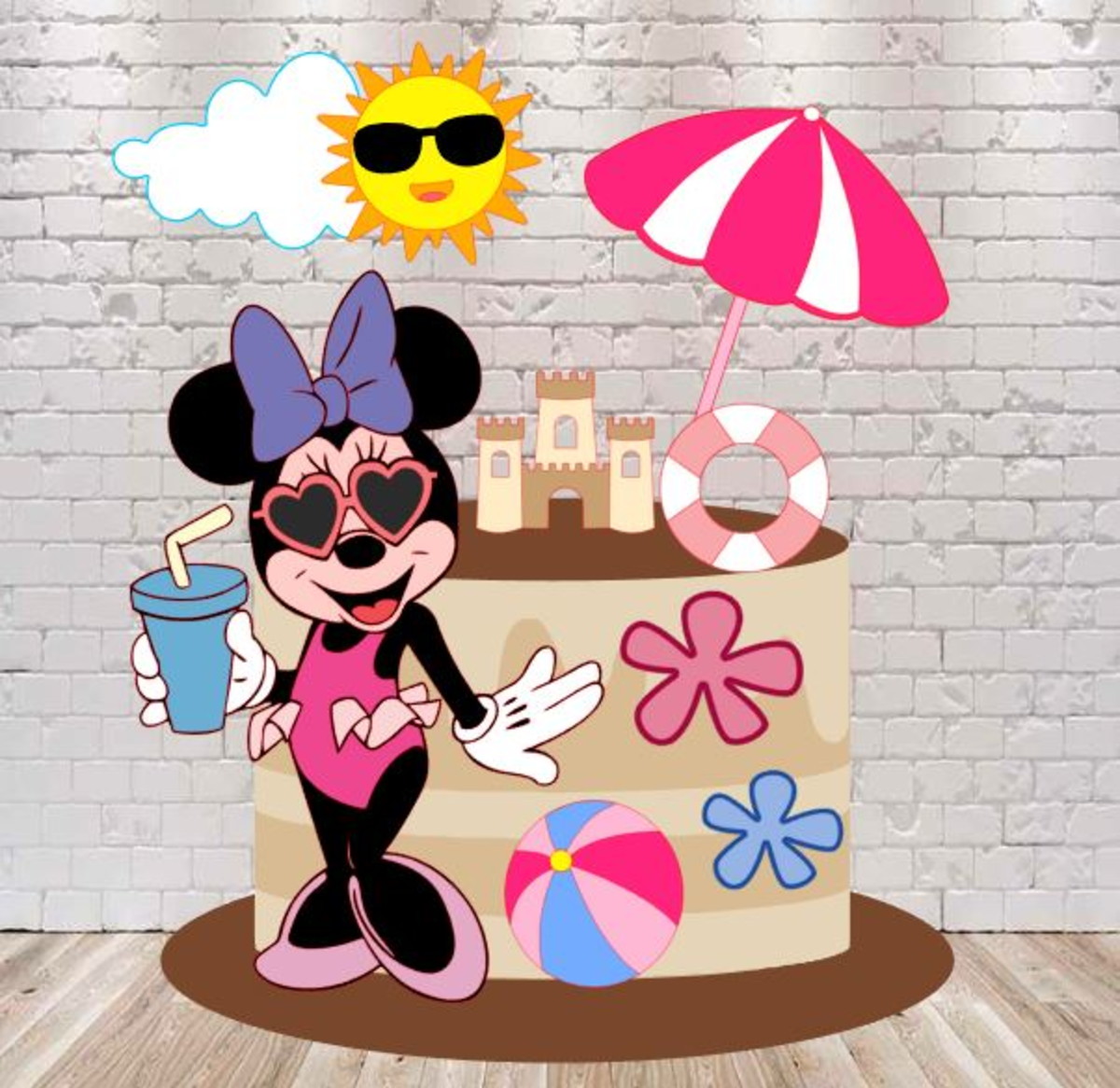 Arquivo de Corte Topo de Bolo Minnie Pool Party 1689