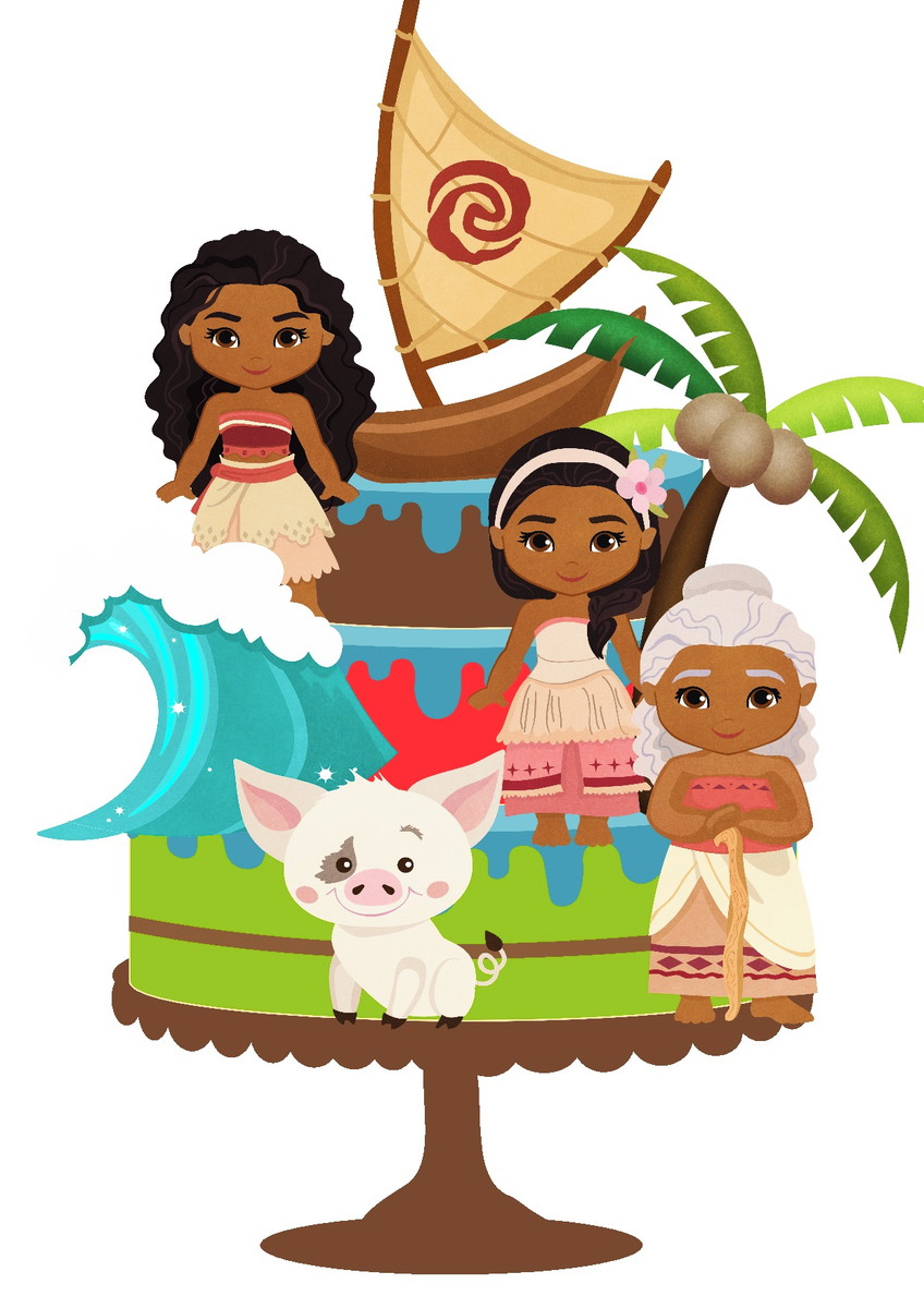 10 Arquivos Por R$ 10,00 Topo de Bolo Moana - Imagem 2