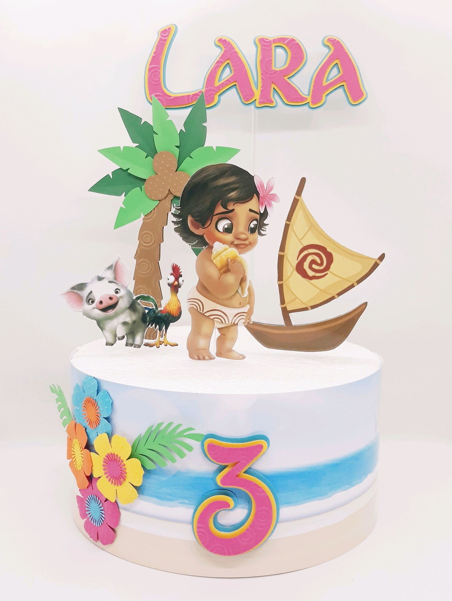 Arquivo de Corte Topo de Bolo Moana Baby + Faixa Studio Sil