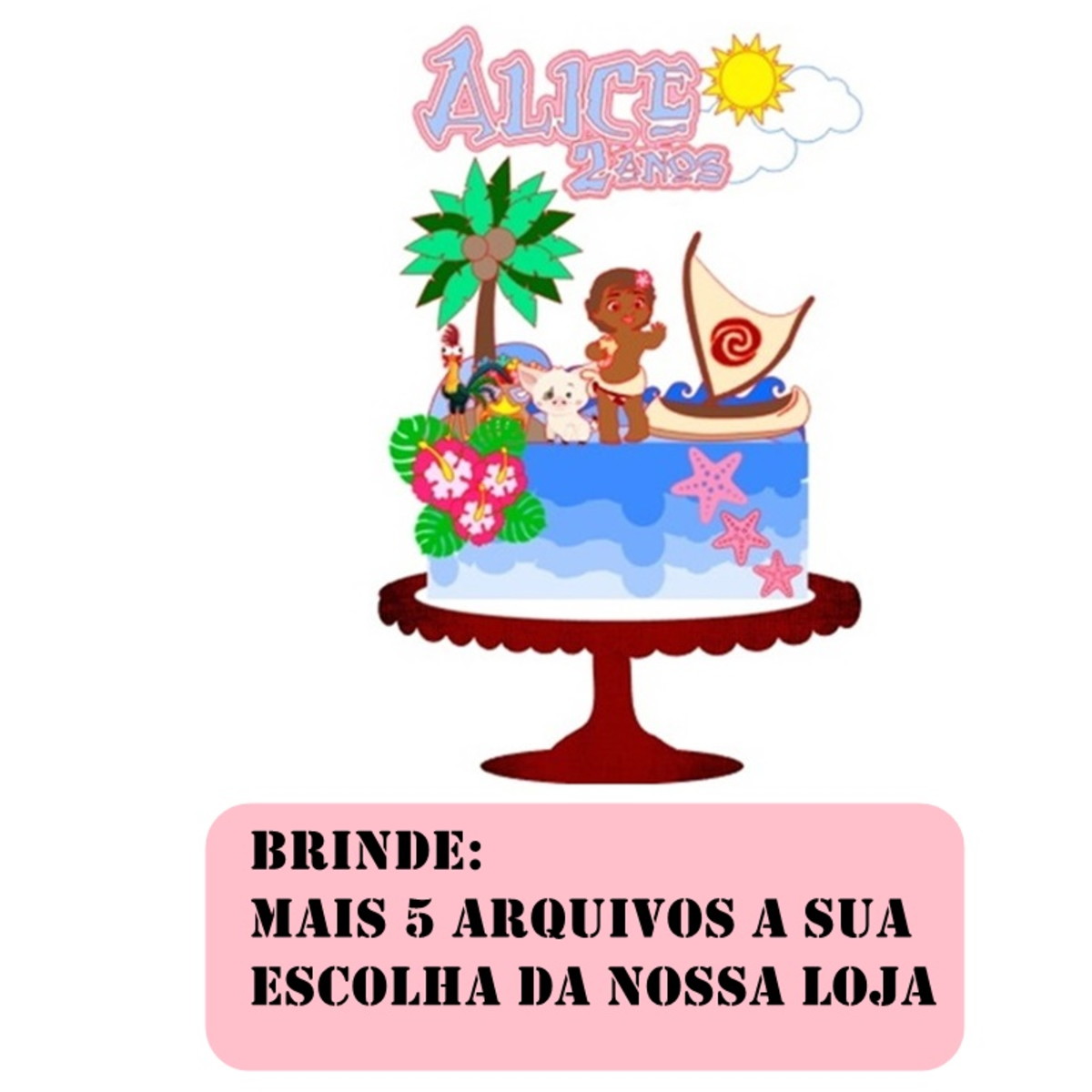 Arquivo de Corte Topo de Bolo Moana Bebê - Imagem 3