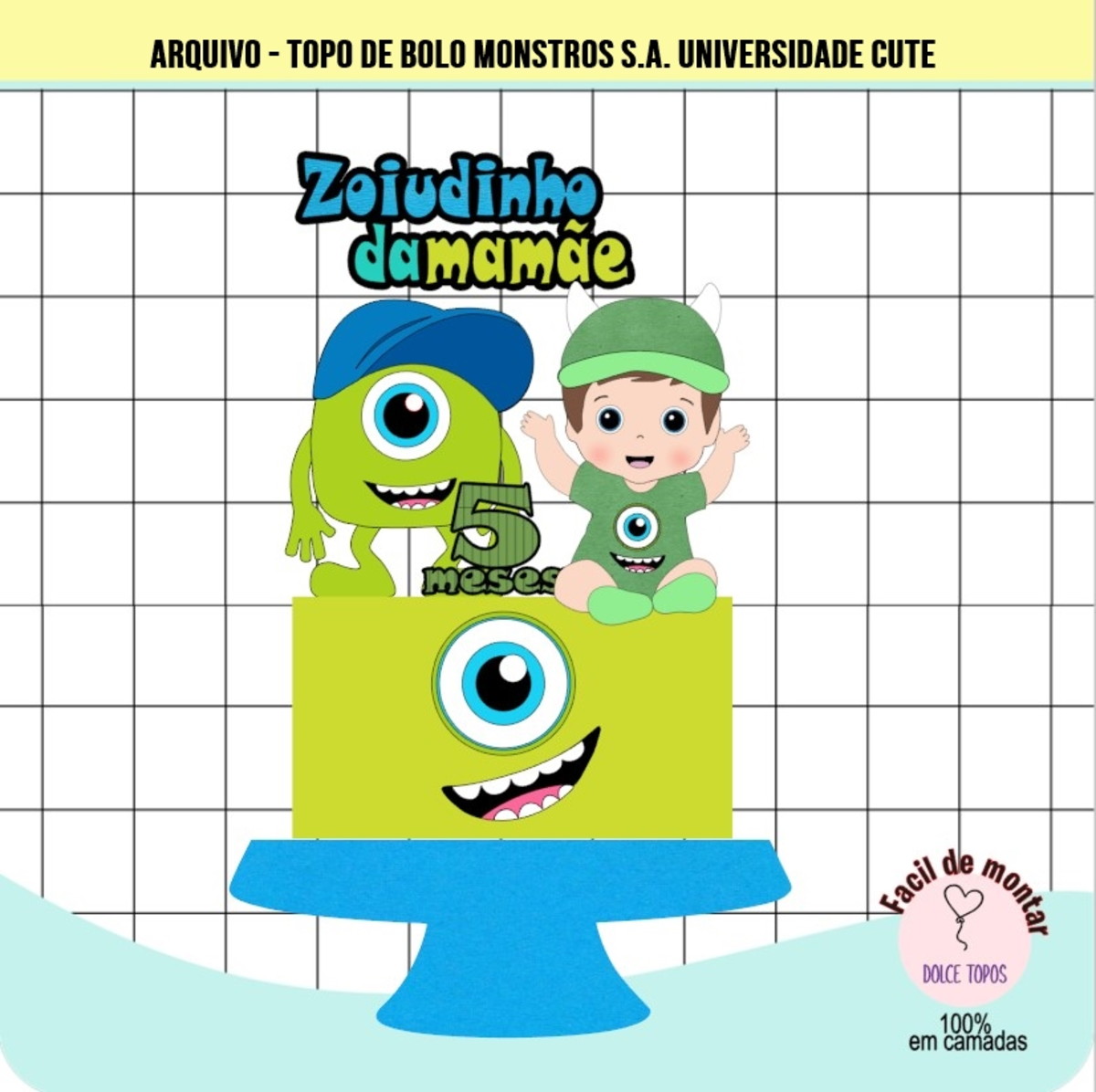 Arquivo de Corte - Topo de Bolo Monstros S.a. Univ. Cute