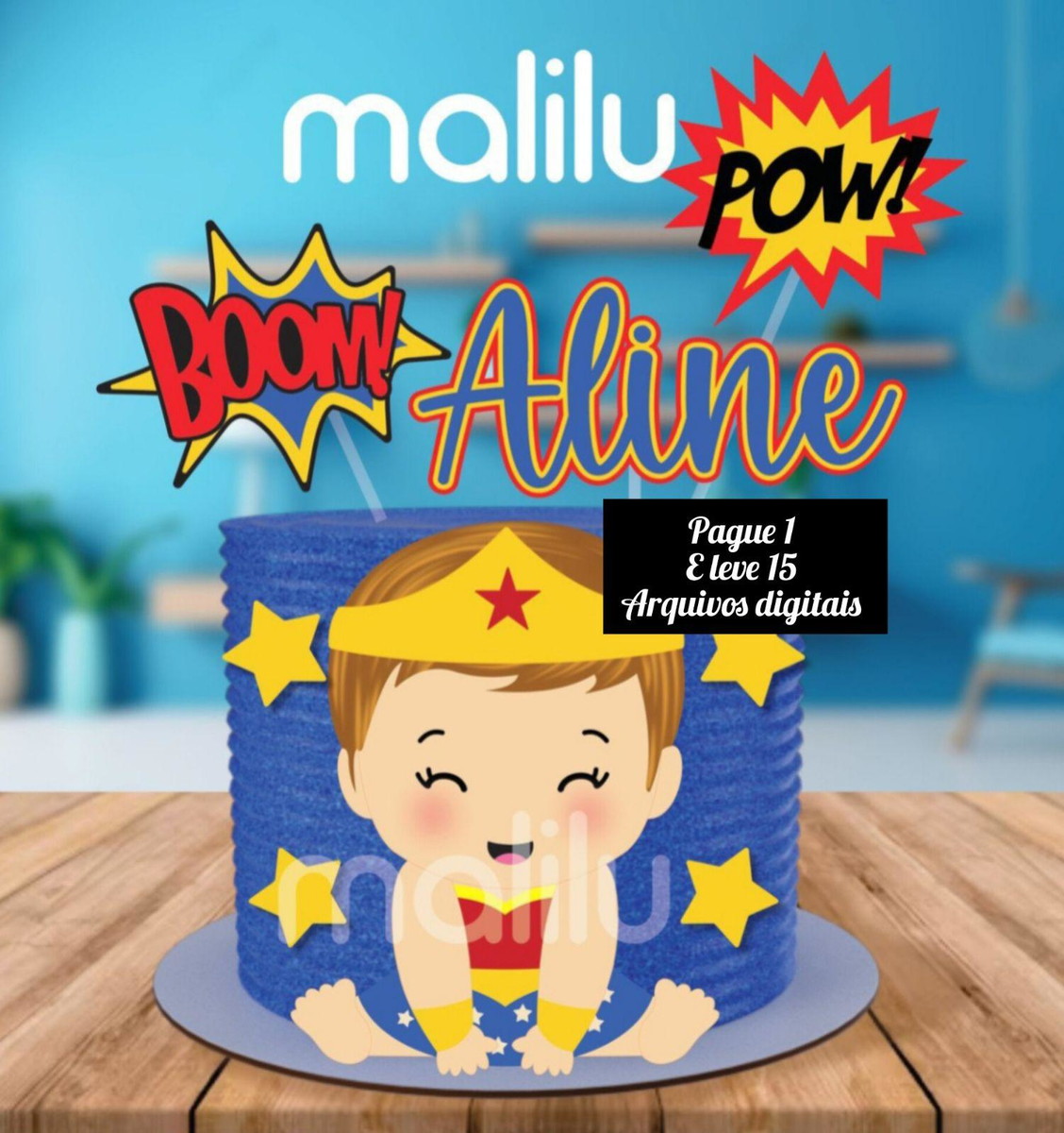 Arquivo de Corte-topo de Bolo Mulher Maravilha Baby