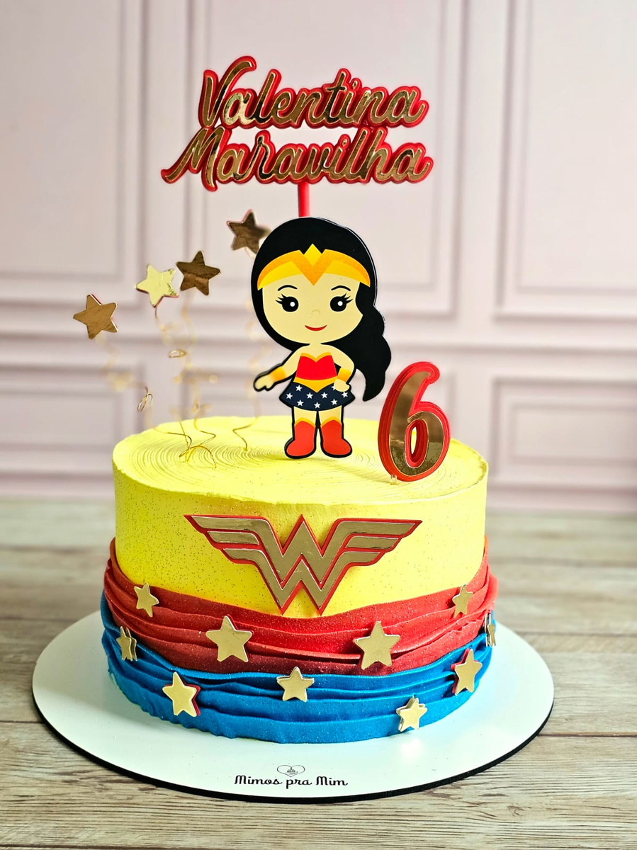 Arquivo de Corte Topo de Bolo Mulher Maravilha Cute