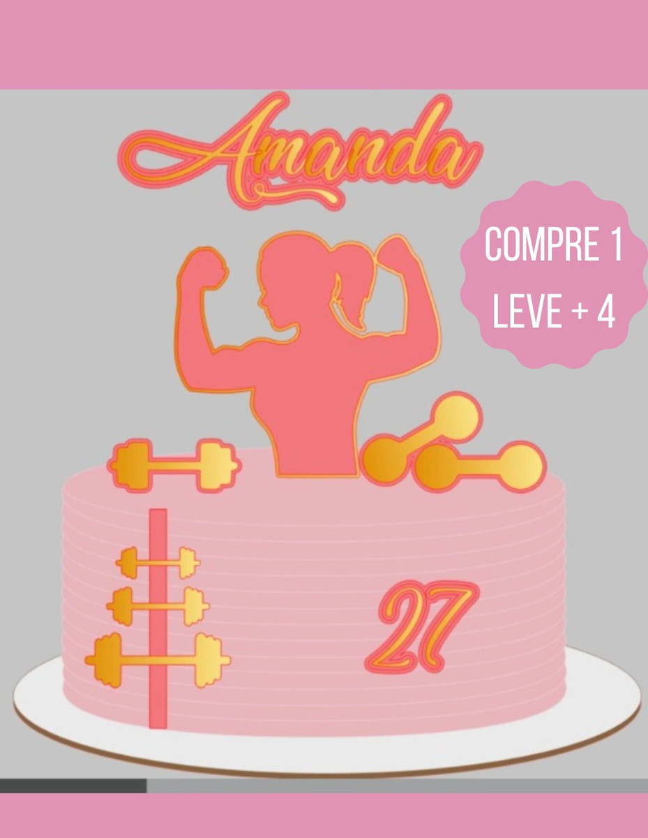 Arquivo de Corte Topo de Bolo Musculação Mulher