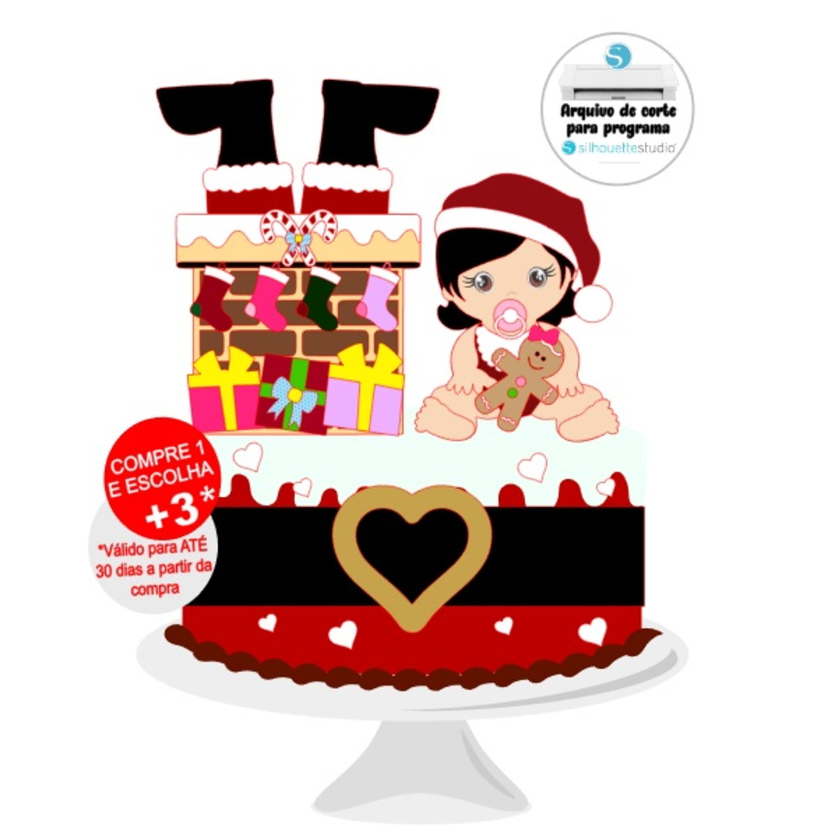 Arquivo de Corte Topo de Bolo Natal Bebê Menina