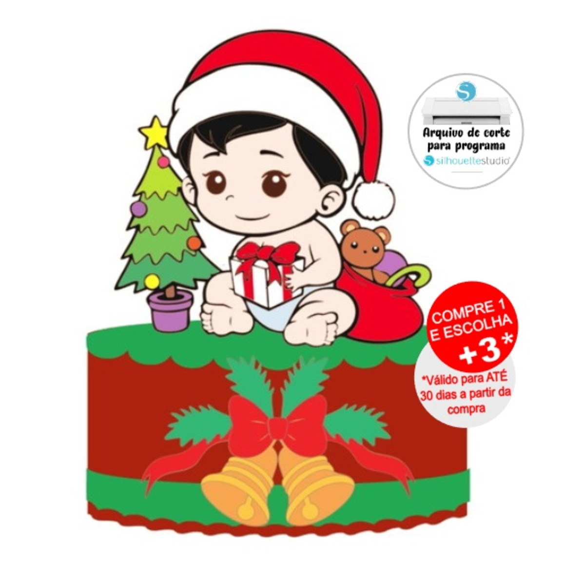 Arquivo de Corte Topo de Bolo Natal Bebê Menino