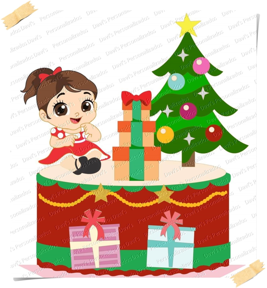 Arquivo de Corte Topo de Bolo Natal Menina