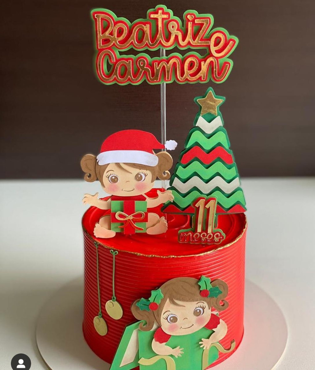 ARQUIVO DE CORTE TOPO DE BOLO Natal menina