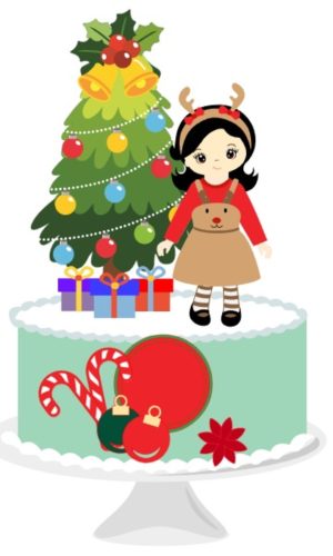 Arquivo de Corte Topo de Bolo Natal - Menina Rena
