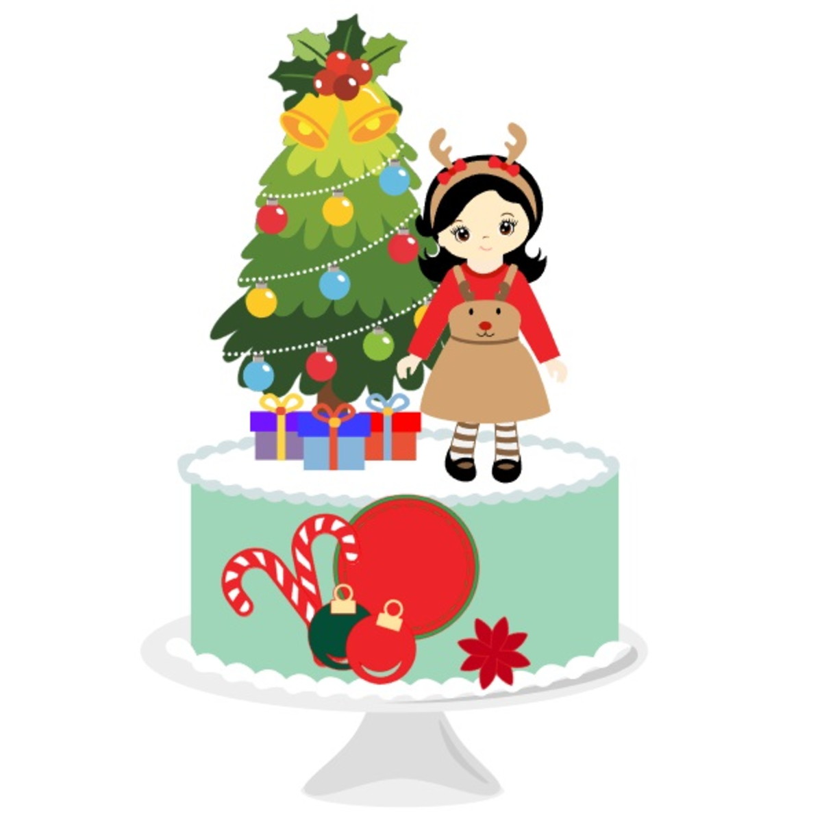 Arquivo de Corte Topo de Bolo Natal - Menina Rena