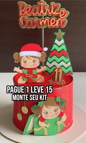 Arquivo de corte Topo de bolo Natal Menina STUDIO +14 ARQUI