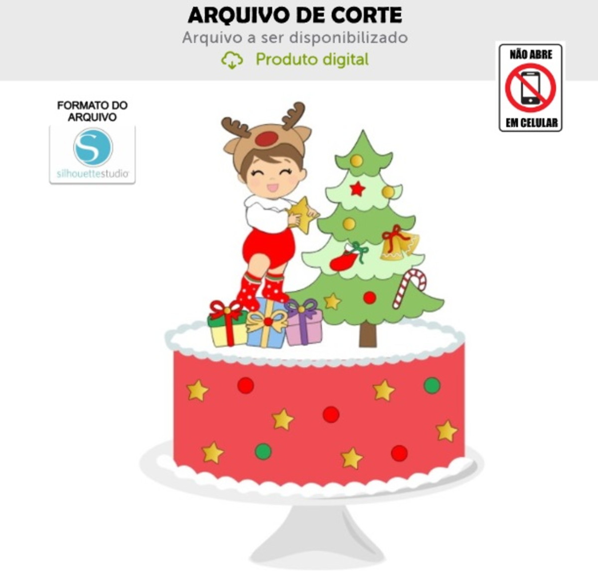Arquivo de Corte Topo de Bolo Natal Menina